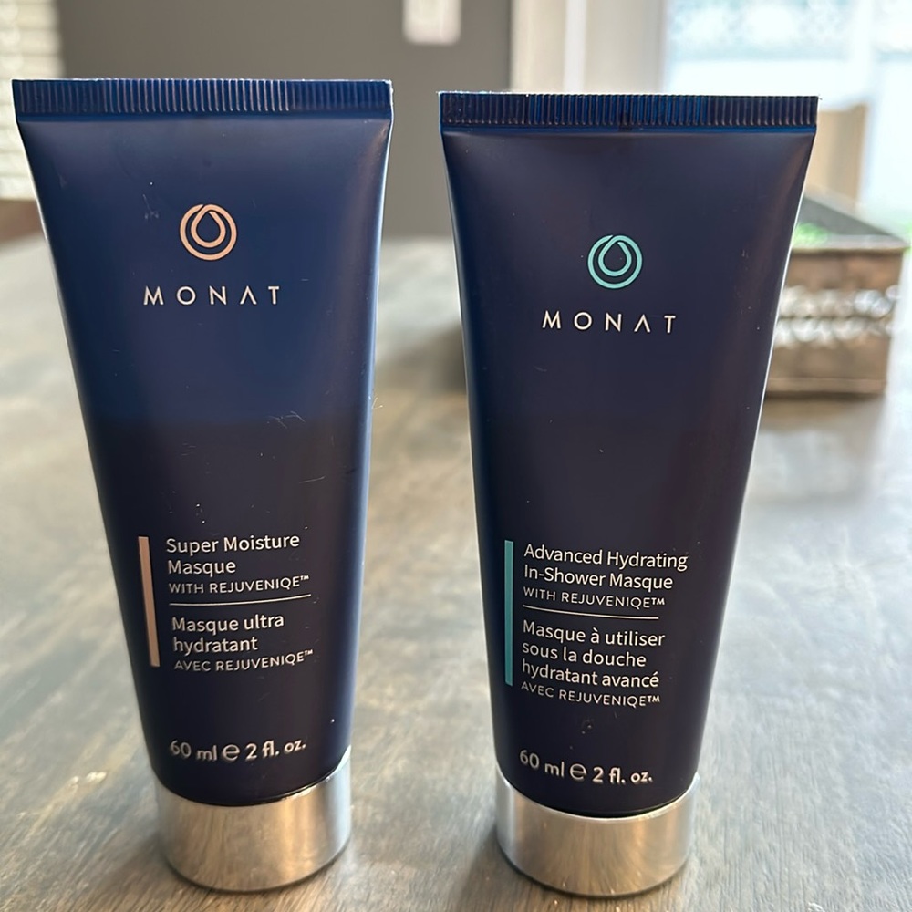 Monat Super Moisture Mask and Advanced Hydrating In-Shower Masque.